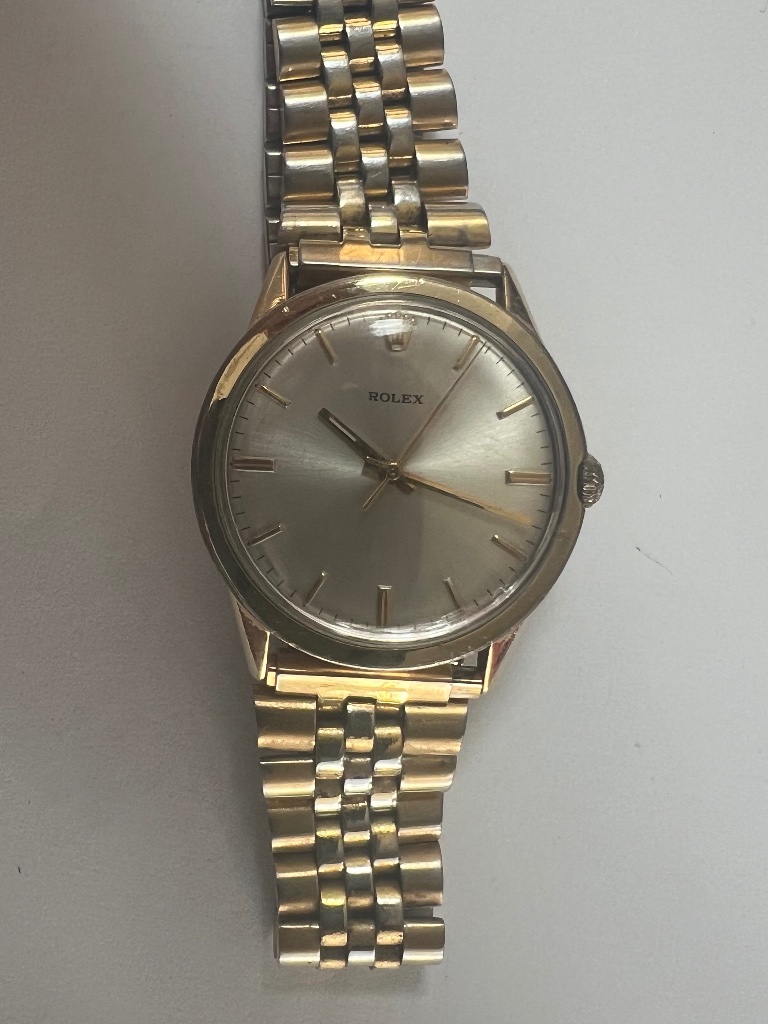 Vintage Rolex Mens Manual Wind Dress Watch Champagne DialGold Jubilee Bracelet